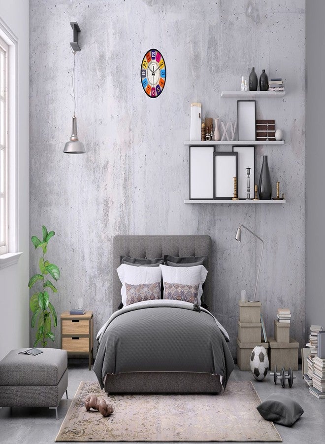 ناتشورال ساعة حائط دائرية الشكل من ناتشوريل، مصنوعة من البلاستيك والزجاج، للمنزل (24 × 24 × 3.5 سم) (متعددة الألوان) - تناظرية - Image 5